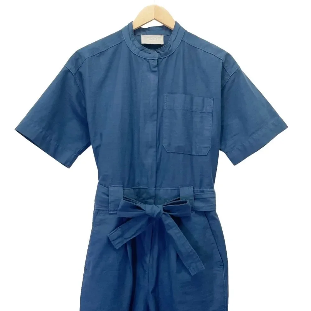 Everlane The Fatigue Short-Sleeve Jumpsuit Boiler Suit Slate Blue Size 0 | XS